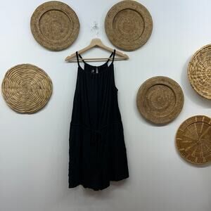 Maurices Neutral Black Sleeveless Drawstring Waist Romper Shorts Plus Size 0X